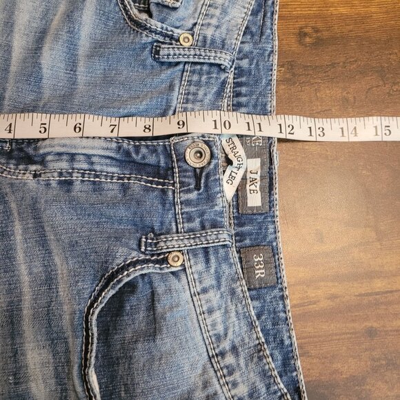 BKE Jeans 33x30 Jake Straight Leg Medium Thick Stitch Light Wash Stretch Denim - Picture 8 of 10